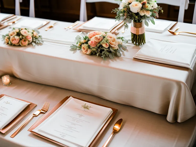 A wedding reception setup with place cards and a clipboard in soft focus, the rehearsal-dinner frame behind this dating-apps compatibility review.