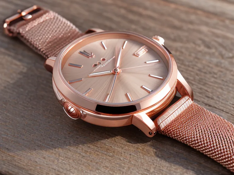 Rose-gold watch beside a blurred smartphone screen, marking time spent tracking Bumble's 24-hour message window during late-30s dating app comparison