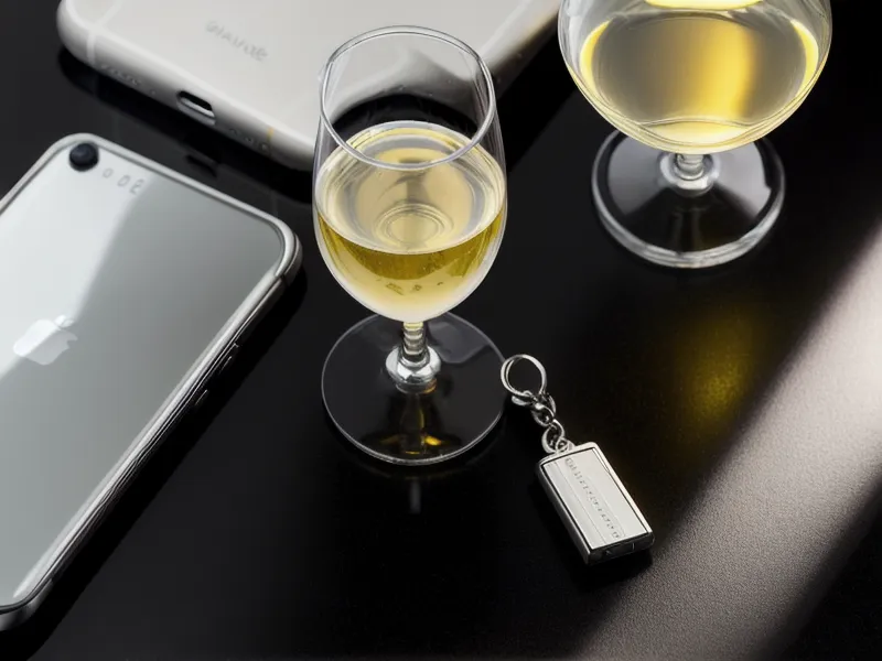 A smartphone and wine glass on a counter, symbolizing a quiet evening spent on dating apps.
